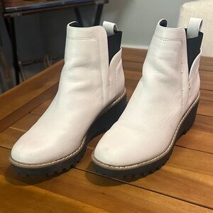 Dolce Vita White Leather Chelsea Wedge Booties